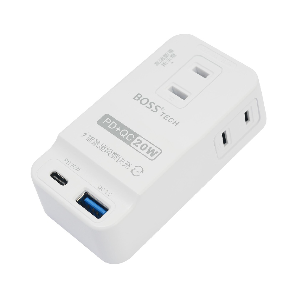 BOSS PD+QC 20W 智慧型極速充電2P插座, , large